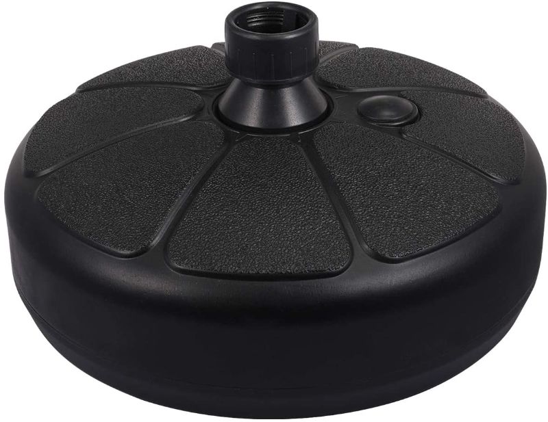 Photo 1 of Fillable Patio Umbrella Base Stand, Umbrella Stand Round Base, Water & Sand Filled Parasol Base Pole Holder for Outdoor Lawn Garden Beach - Black
