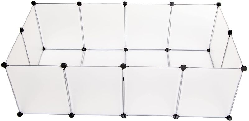 Photo 1 of  Pet Playpen for Small Animals, Fence Cage Indoor for Guinea Pigs, Hamsters, Bunnies, Rabbits, Ferret Bunny Hedgehogs with 8 Bottom Plates ?13.8 x 13.8inches? and 12 Panels (17.7 x 13.8 inches)
