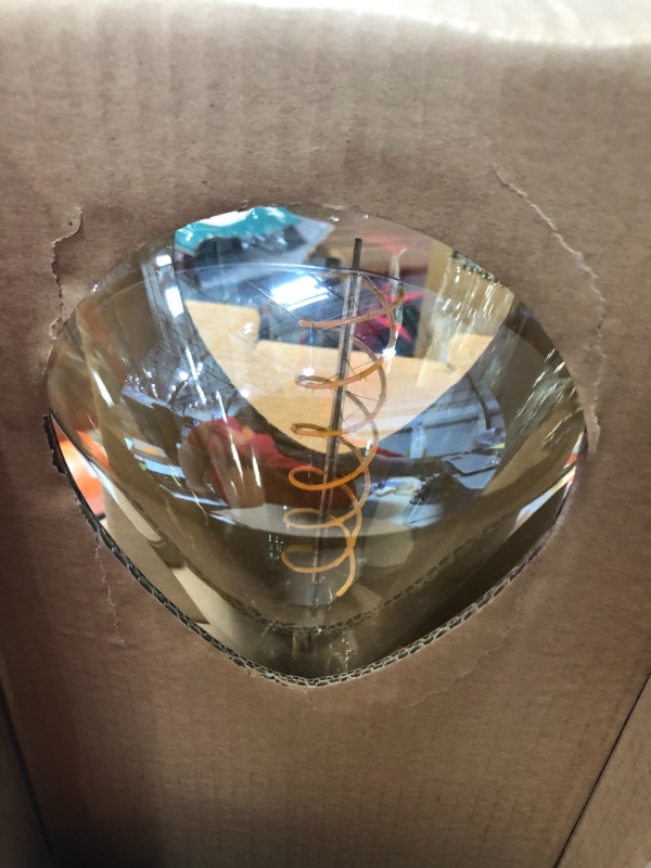 Photo 2 of 60-Watt Equivalent ST52 Dimmable Spiral Filament Oversized Amber Glass E26 Vintage Edison LED Light Bulb, Warm White