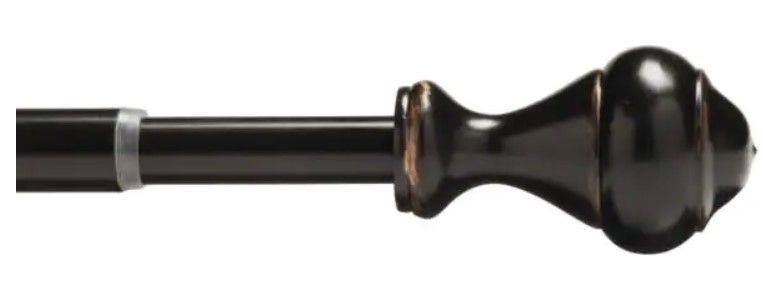 Photo 1 of 28 in. - 48 in. Single Curtain Rod in Oil Rubbed Bronze with Finial
