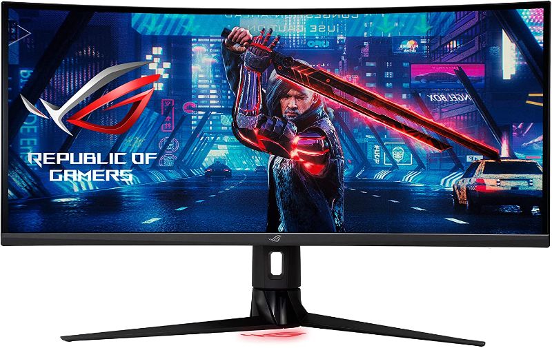 Photo 1 of ASUS ROG Strix 34” Ultra-wide Gaming Monitor (XG349C) - UWQHD (3440 x 1440), 180Hz, 1ms, Extreme Low Motion Blur Sync, 135% sRGB, G-Sync Compatible, DisplayHDR 400, Eye Care, USB-C, DisplayPort, HDMI
