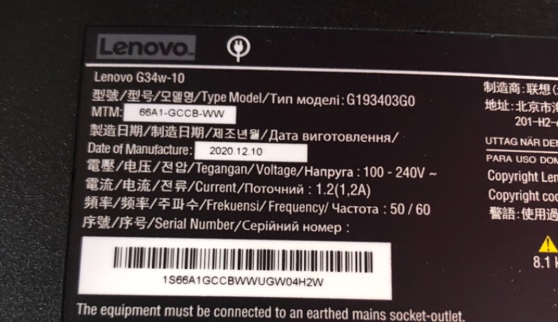 Photo 4 of Lenovo G34w-10 34-Inch WQHD Curved Gaming Monitor, 21:9 Ultra-Wide, 3 Side NearEdgeless, 3440 x 1440, AMD FreeSync, 144Hz, HDMI, DP, Adjustable Stand, VESA, 66A1GCCBUS, Black
