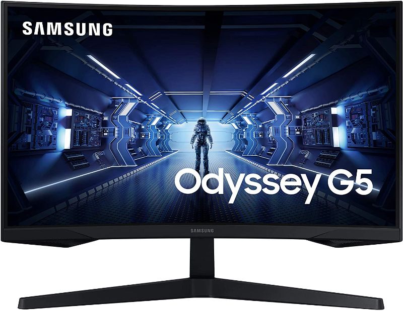 Photo 1 of SAMSUNG Odyssey G5 Series 27-Inch WQHD (2560x1440) Gaming Monitor, 144Hz, Curved, 1ms, HDMI, Display Port, FreeSync Premium (LC27G55TQWNXZA)
