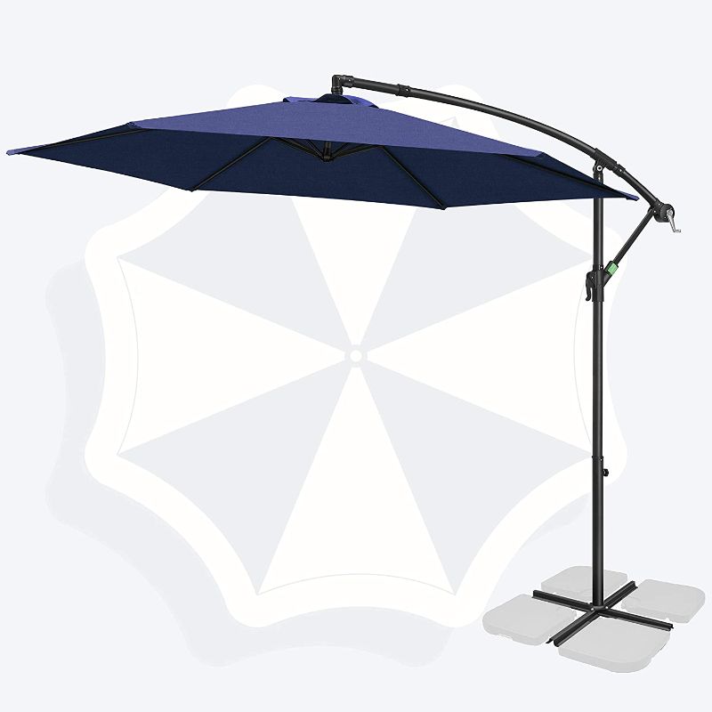 Photo 1 of *USED*
*MISSING 1 of the "feet"*
FRUITEAM 10FT Patio Offset Umbrellas Cantilever Umbrella, Large Hanging Market Umbrella Large with Crank & Cross Base, Waterproof UV Protection Outdoor Umbrella with Ventilation for Backyard/Garden
