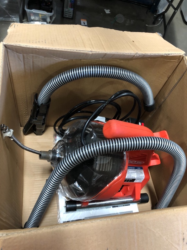 Photo 2 of *USED*
Ridgid 55808 PowerClear Drain Cleaning Machine 120V Drain Cleaner Cleans Tub, Shower or Sink Blockages from 3/4" to 11/2" diameter, Red
