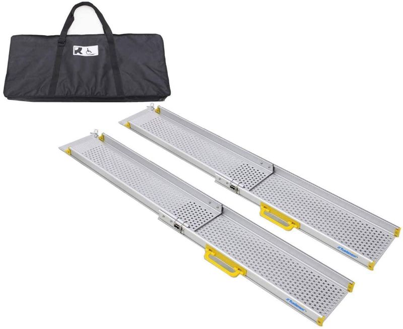 Photo 1 of *zipper is off track, SEE last picture*
Ruedamann 8' x 8.9" Portable Aluminum Wheelchair Ramp,Telescoping Non-Skid Ramp for Wheelchair,Home, Steps,Stairs,Doorways,1 Set with Bag, 600lbs Capacity(MR10719-8)
