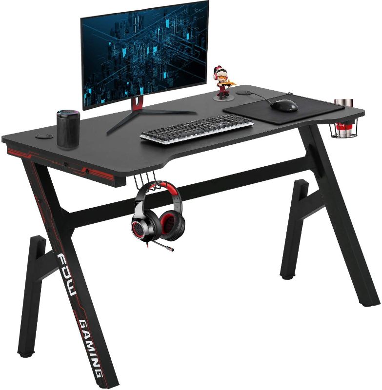 Photo 1 of Computer Desk Gaming Desk Home Office Desk Extra Large Modern Ergonomic Black PC Carbon Fiber Writing Desk Table with Cup Holder Headphone Hook (47.2")
Size:47.2"