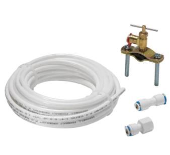 Photo 1 of 1/4 in. x 25 ft. Push-to-Connect Brass Poly Ice Maker Kit Includes Saddle Valve and Fittings