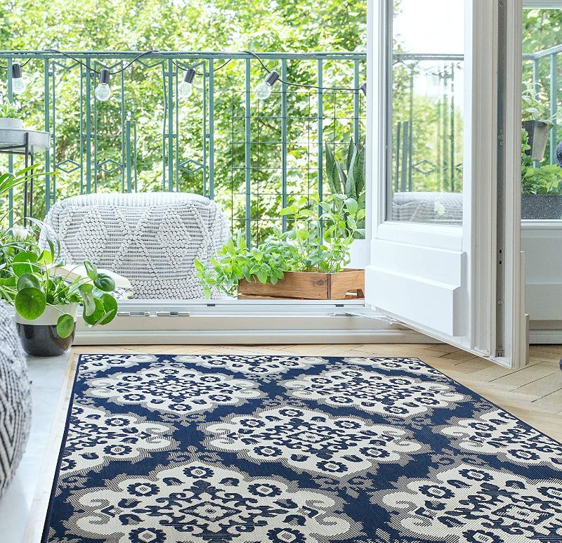 Photo 1 of HOMEGNOME Patio Collection Panel Rug (8'x10', Ocean Blue)
