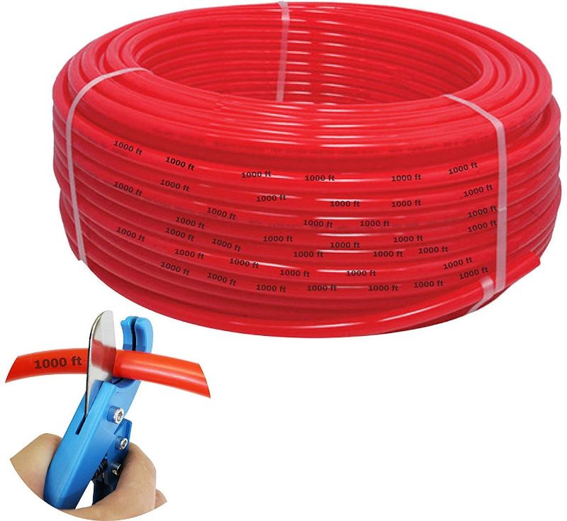 Photo 1 of 1/2 Inch Oxygen PEX Tubing 1000 Feet Flexible Pipe - Radiant Hydronic Heating Piping O2 Water Barrier PEX-B Polyethylene Plastic Tubes - Radiator Heat Transfer Floors Baseboards Driveways Free Cutter
