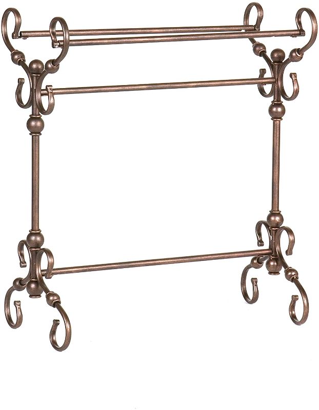 Photo 1 of SEI Furniture Lourdes Metal Scroll Work 3-Rung Blanket Rack, Antique Bronze