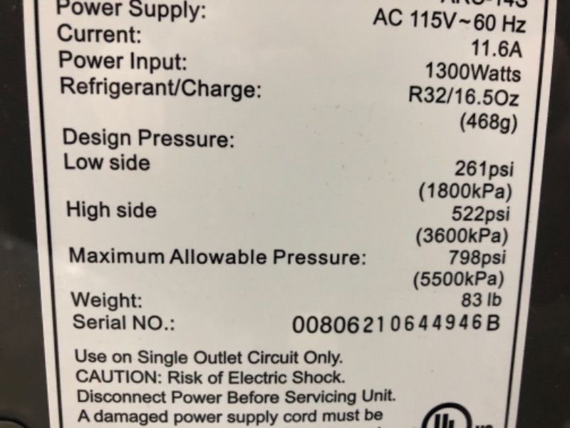 Photo 5 of Whynter ARC-14S 14,000 BTU Dual Hose Portable Air Conditioner, Dehumidifier, Fan with Activated Carbon Filter Plus Storage Bag for Rooms up to 500 sq ft, Platinum and Black TESTED AND FUNCTIONS