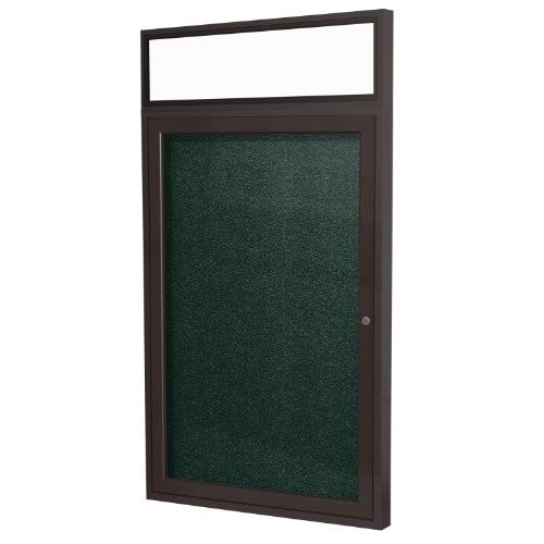 Photo 1 of Ghent PBVX2-183 36 in. x 24 in. 1-Door Bronze Alum Frame with Headliner Enclosed Vinyl Bulletin Board - Ebony