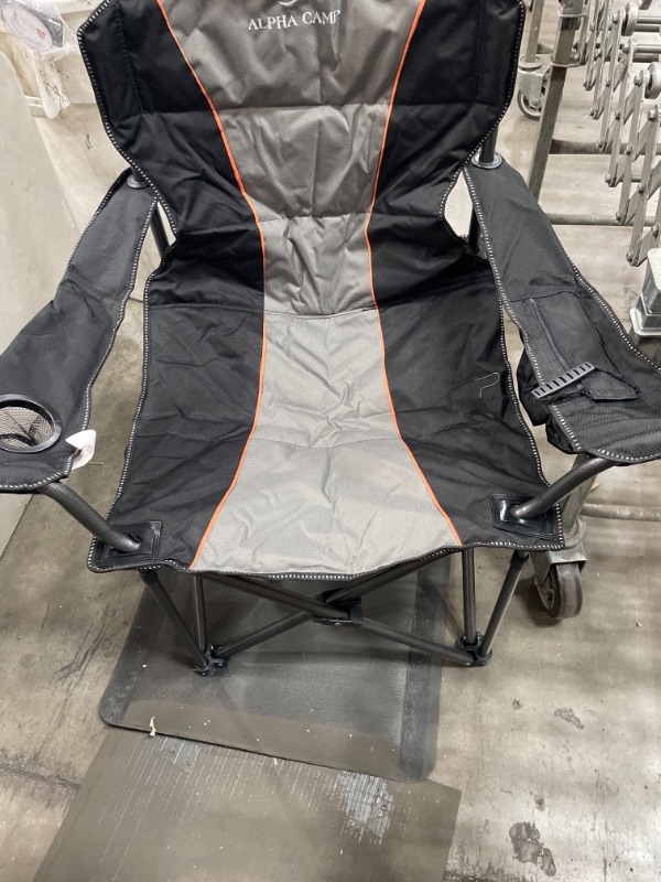 Photo 1 of ALPHA CAMP Oversized Camping Folding Chair Heavy Duty Support 450 LBS Oversized Steel Frame Collapsible Padded Arm Chair with Cup Holder Quad Lumbar Back Chair Portable for Outdoor