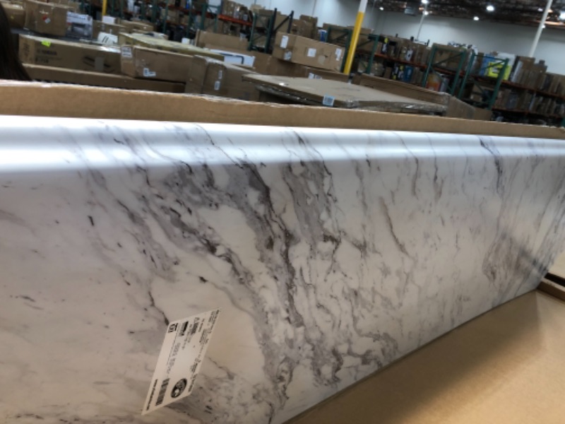 Photo 3 of 8 ft. White Laminate Countertop Kit with Full Wrap Ogee Edge in Calcutta Marble
