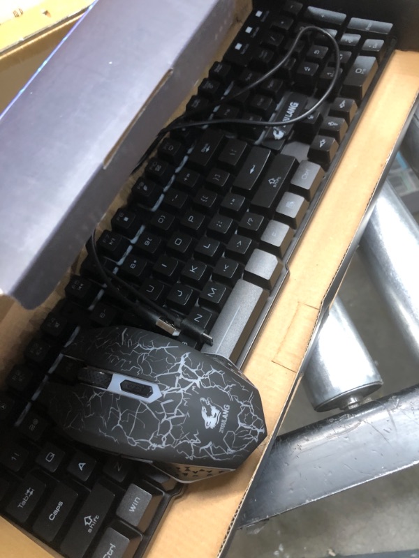 Photo 1 of Ziyou Lang T3 2.4ghz Rechargeable Wireless Keyboard & Mouse Set Black Rainbow
