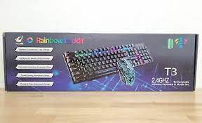 Photo 1 of Ziyou Lang T3 2.4ghz Rechargeable Wireless Keyboard & Mouse Set Black Rainbow
