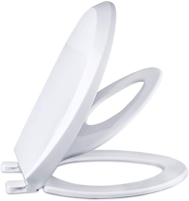 Photo 1 of White Family Elongated Toilet Seats for Adult/Kids Magnetic