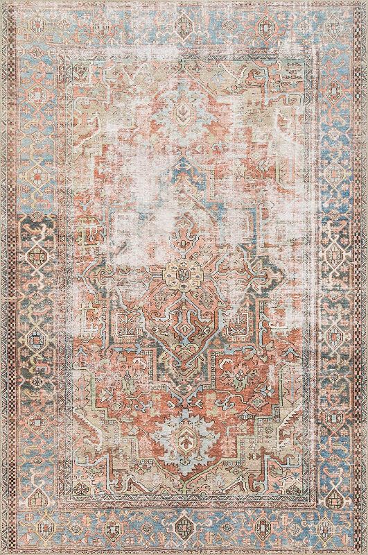 Photo 1 of Loloi II Loren Collection LQ-15 Traditional Terracotta / Sky 8'-4" x 11'-6" Area Rug
