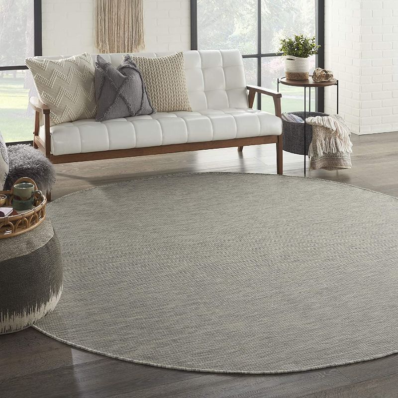 Photo 1 of Nourison Positano Flat-Weave Indoor/Outdoor Lt Grey 8' Round Area Rug , 8' x Round
