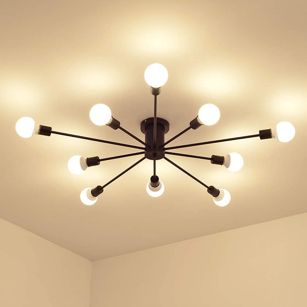 Photo 2 of Dellemade Modern Sputnik Chandelier, 10-Light Ceiling Light for Bedroom,Dining Room,Kitchen,Office (Black)
