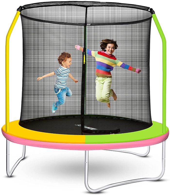 Photo 1 of ROANUDE Kids Trampoline, 4.5FT 8FT Indoor Outdoor Toddler with Enclosure Net and Safety Mat Entertainment Trampoline, Boys, Girls and younthg Birthday Gift

//missing components//parts only

