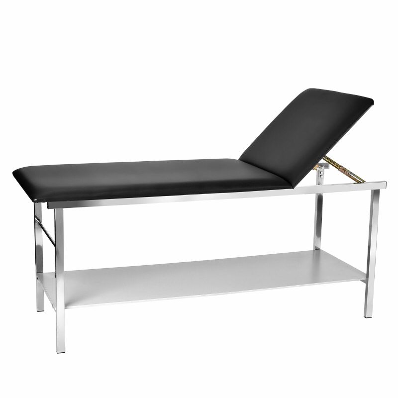 Photo 1 of AdirMed Black Adjustable Steel Exam Treatment Table with Shelf & Dispenser
