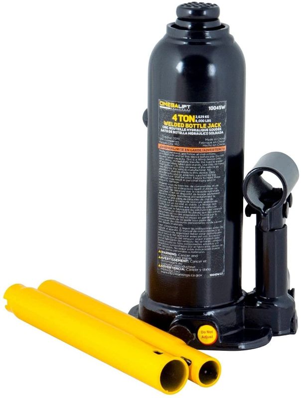 Photo 1 of 
Omega-Lift Hydraulic Welded Bottle Jack - 4 Ton (8,000 Lbs) Capacity with Side Pump Two-Piece Handle