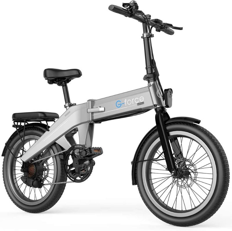 Photo 1 of G-Force Electric Bike, 20 inch Folding Electric Bike 350W Shimano 7 Speeds Lithium Battery?with Pedals, Power Assis (Dark Gray)