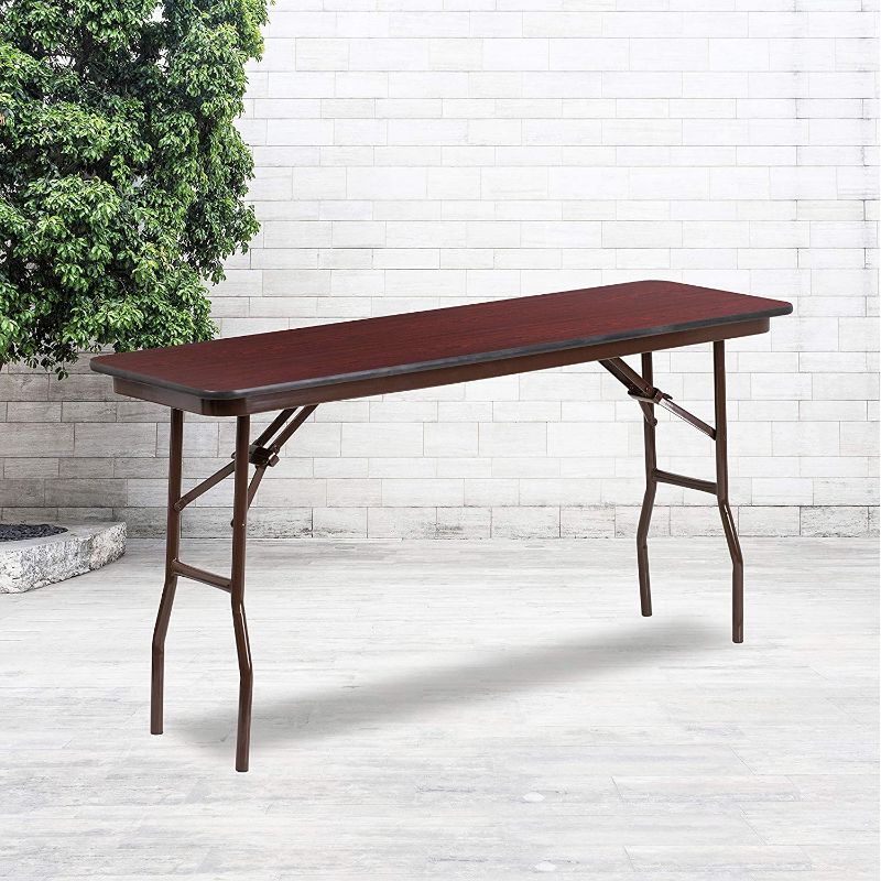 Photo 1 of Flash Furniture 8-Foot Mahogany Melamine Laminate Folding Training Table