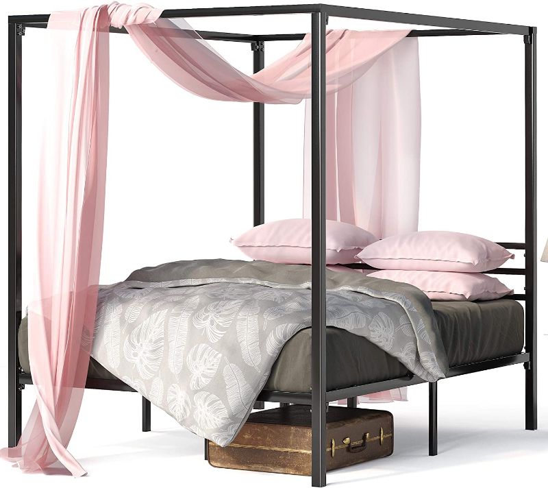 Photo 1 of Zinus Patricia Metal Framed Canopy Four Poster Platform Bed Frame / Strong St...