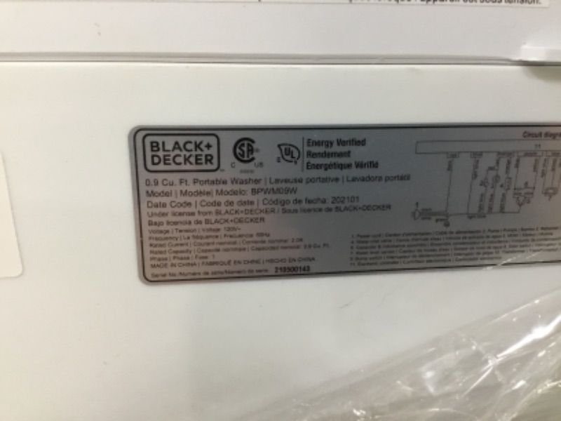 Photo 2 of Black + Decker BPWM09W Portable Washer