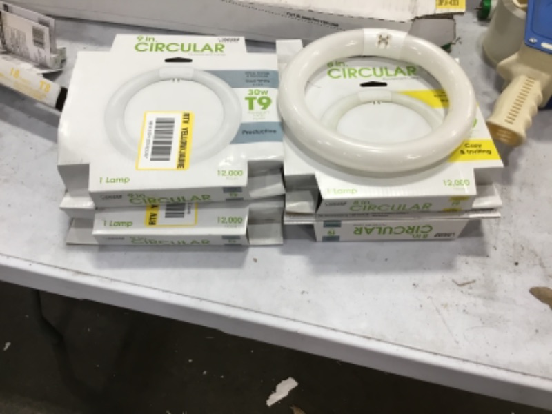 Photo 3 of 22-Watt 8 in. Linear T9 Fluorescent Tube Light Bulb Daylight Deluxe (6500K) Circline ($7.04 each x 4 = $28.28
Feit Electric FC8T9/CW Compact Fluorescent Circular Light Bulb ($8.99 x 4 =35.96)