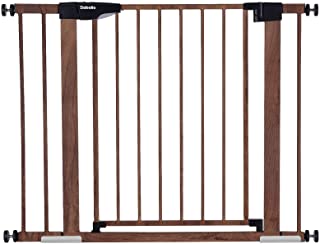 Photo 1 of Babelio Metal Baby Gate with Wood Pattern, 29-40" Easy Install Pressure Mounted Dog Gate, No Drilling, No Tools