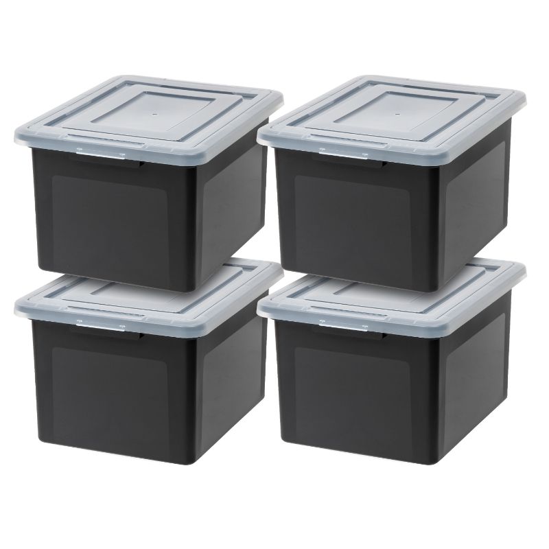 Photo 1 of IRIS USA Letter and Legal Size File Box, 4 Pack, Black
