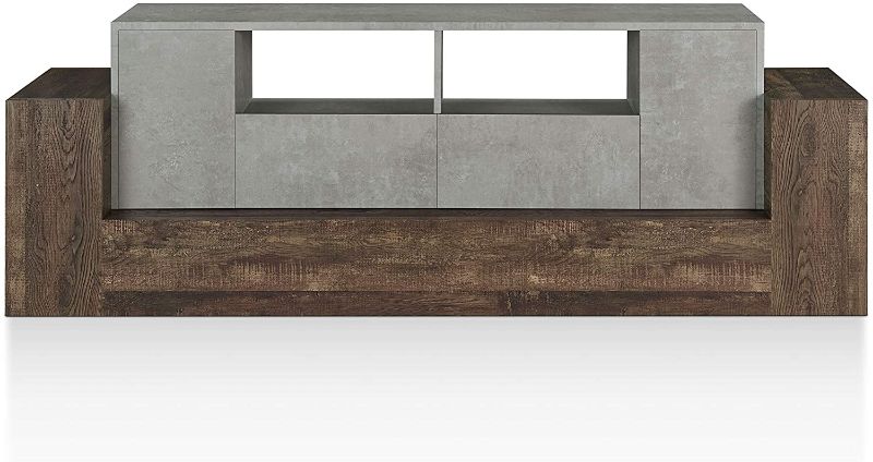 Photo 1 of box 1 of 2 only!!! ioHOMES Chauncy Contemporary TV Stand with 2 Open Shelves and 2 Drawers On Metal Glides, Media Center with Side Cabinets, 71", Gray Concrete
