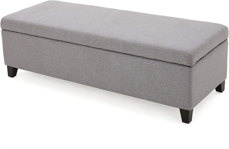 Photo 1 of Christopher Knight Home Gable Fabric Storage Ottoman 50IN LONG DARK GREY 