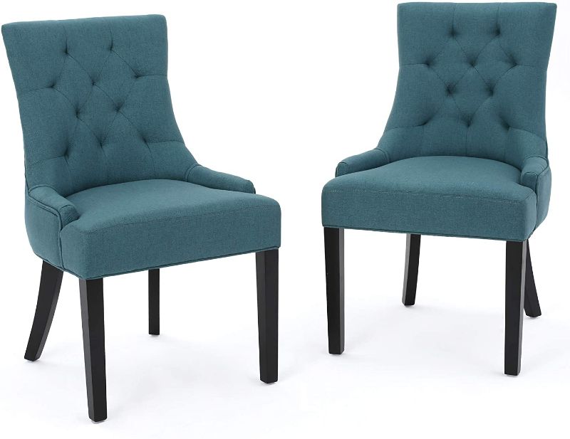 Photo 1 of Christopher Knight Home 299537 Hayden Fabric Dining Chairs, 2-Pcs Set, Dark Teal
