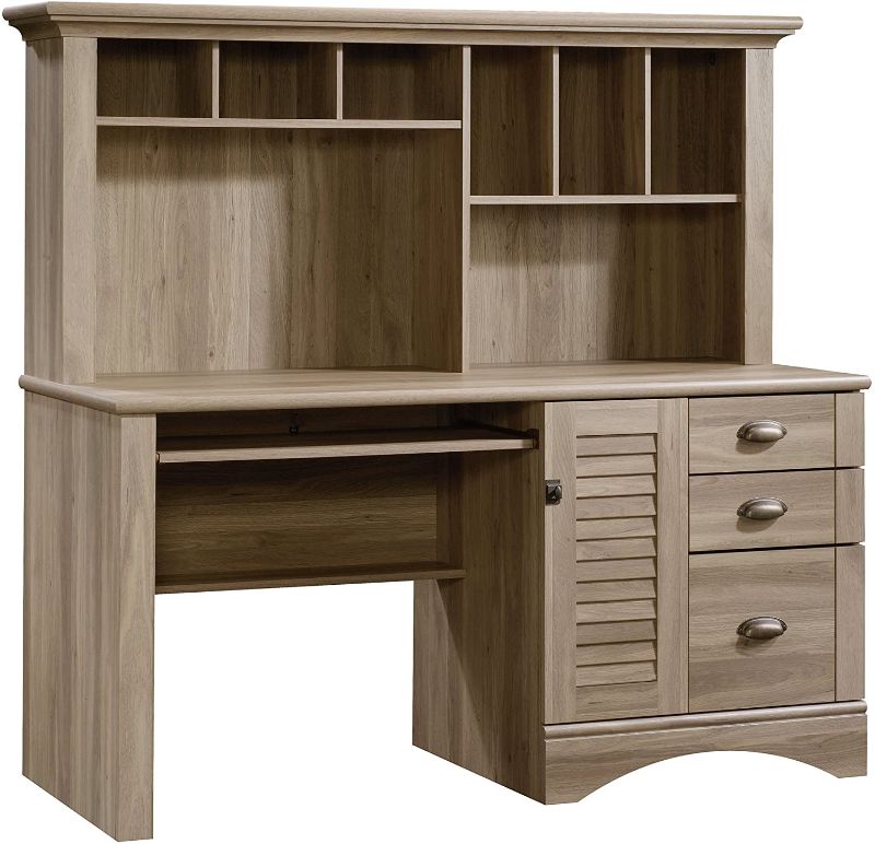 Photo 1 of Sauder Harbor View Computer Desk with Hutch, Salt Oak finish
**BOX 2 OF 2 ONLY**