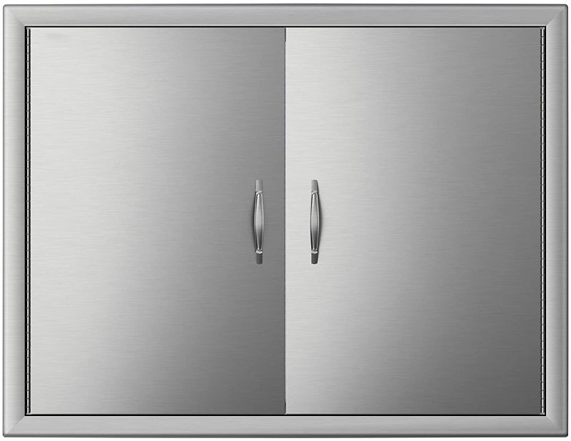 Photo 1 of  Double Access Door 31W x 31H Inch, BBQ Door Stainless Steel Wall Construction Vertical, Outdoor Kitchen Door for BBQ Island, Grilling Station, Outside Cabinet