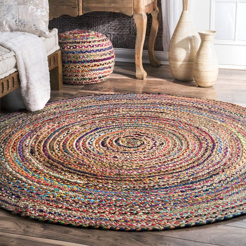 Photo 1 of  Braided Cotton/ Jute Area Rug, 8' Round, Multi
