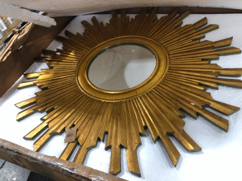 Photo 2 of 3R Studios 35.5 in. Gold Sunburst Wall Mirror
