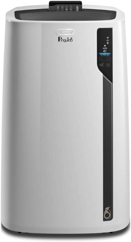 Photo 1 of De'Longhi 12500 BTU Smart Portable Air Conditioner, Heater, Dehumidifier & Fan + WiFi, Works w/ Alexa & Google Home, Quiet Mode, 550 sq ft, Large Room, Pinguino 7200 (DOE), White
