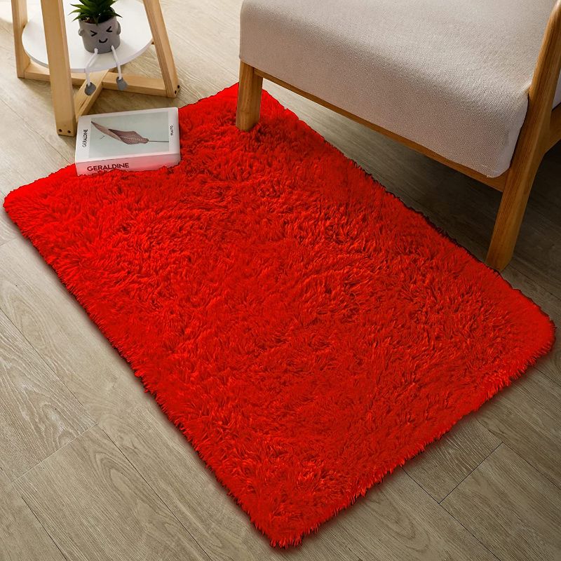 Photo 1 of 3' 3" X 4' 7" SHAG AREA RUG RED
