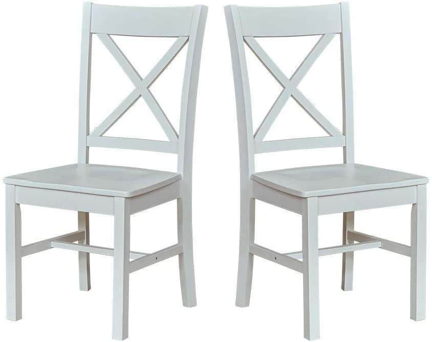 Photo 1 of Amazon Brand – Ravenna Home Solid Pine Dining Chair with Cutout Back, 38"H, White Finish, Set of 2
