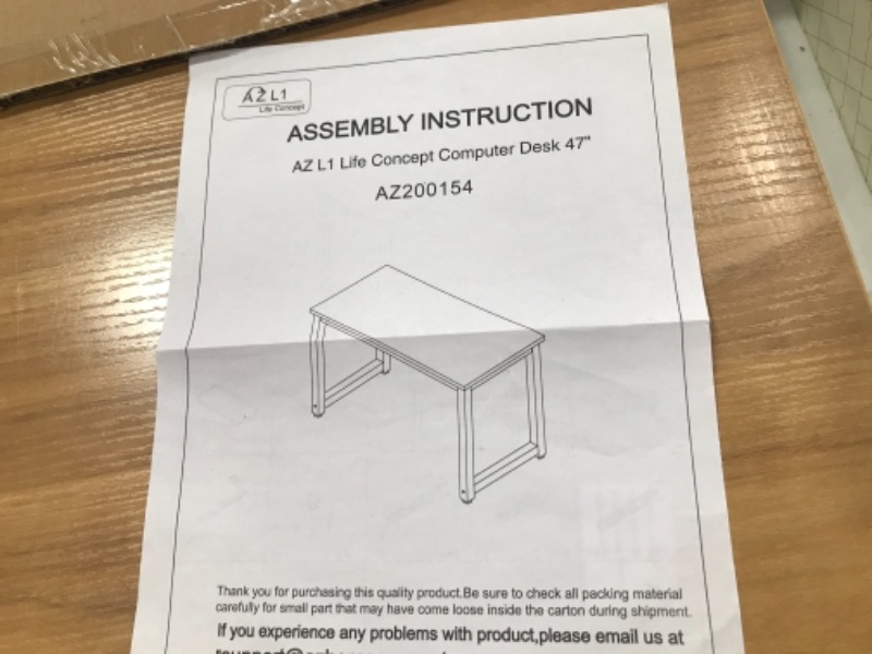 Photo 2 of AZL1 Life Concept Computer Desk 47" Home Office Writing Desk, study Industrial Simple Style PC Table, Black Metal Frame
**MISSING SOME HARDWARE**