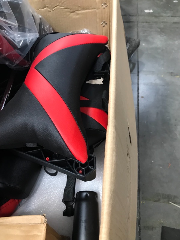 Photo 5 of Homall Ergonomic High-Back Racing Chair | Leather Bucket Seat, Headrest, Footrest and Lumbar Support | Black & Red
