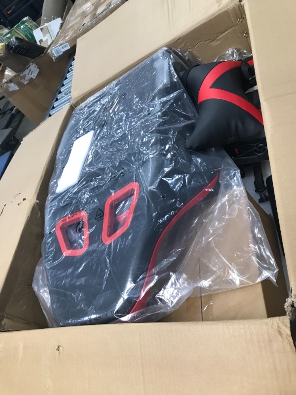Photo 4 of Homall Ergonomic High-Back Racing Chair | Leather Bucket Seat, Headrest, Footrest and Lumbar Support | Black & Red
