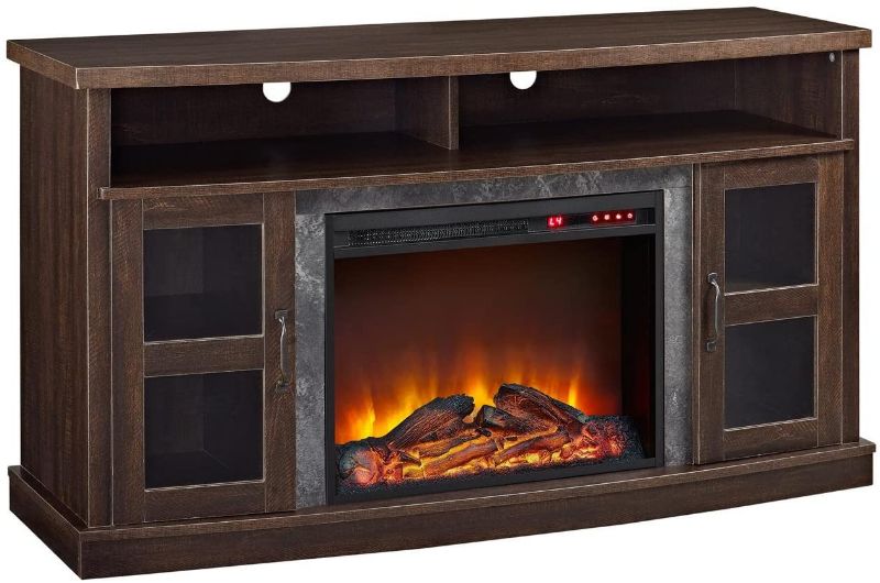 Photo 1 of Ameriwood Home Barrow Creek Fireplace Console with Glass Doors for TVs up to 60"