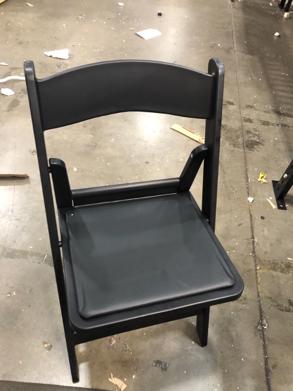 Photo 2 of 2 Flash Furniture Folding Chair with Black Vinyl Padded Seat: Hercules Series, Black, Resin, 1000 lb Capacity